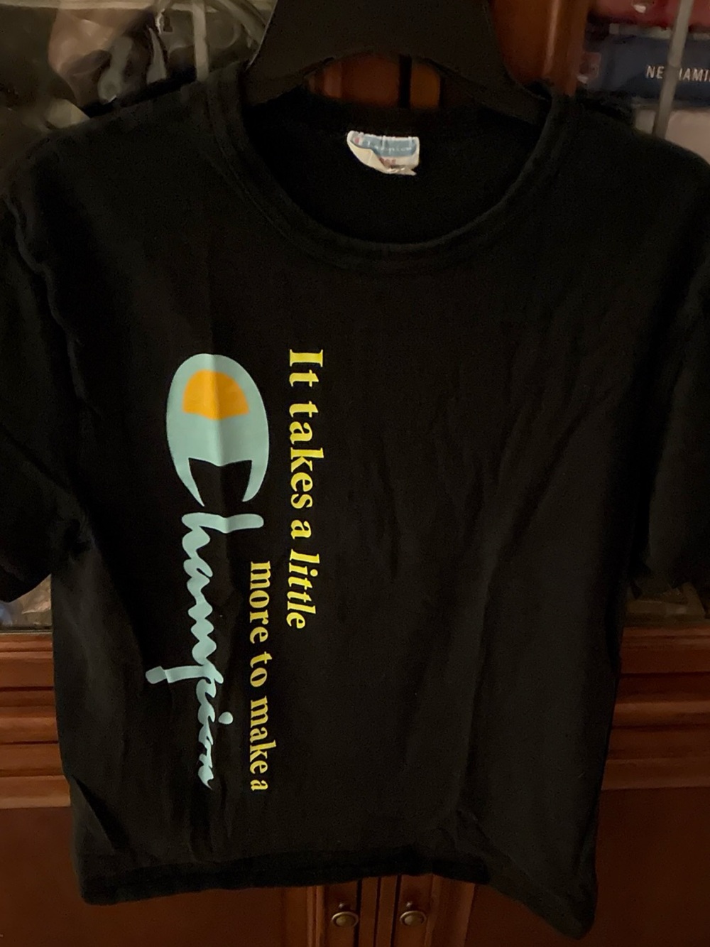Vintage Champion Mens Black Tshirt 100% cotton size Lg